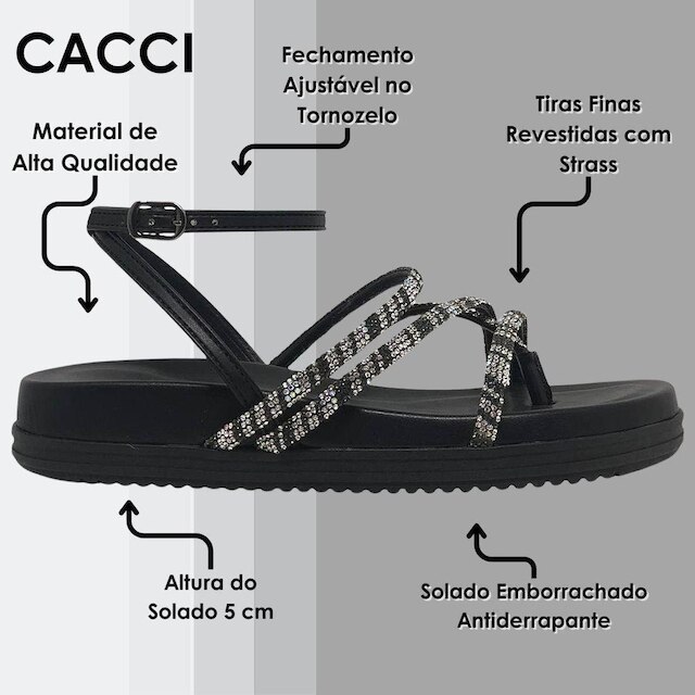 Sandália Feminina Flatform Charmosa Durável Social Cacci