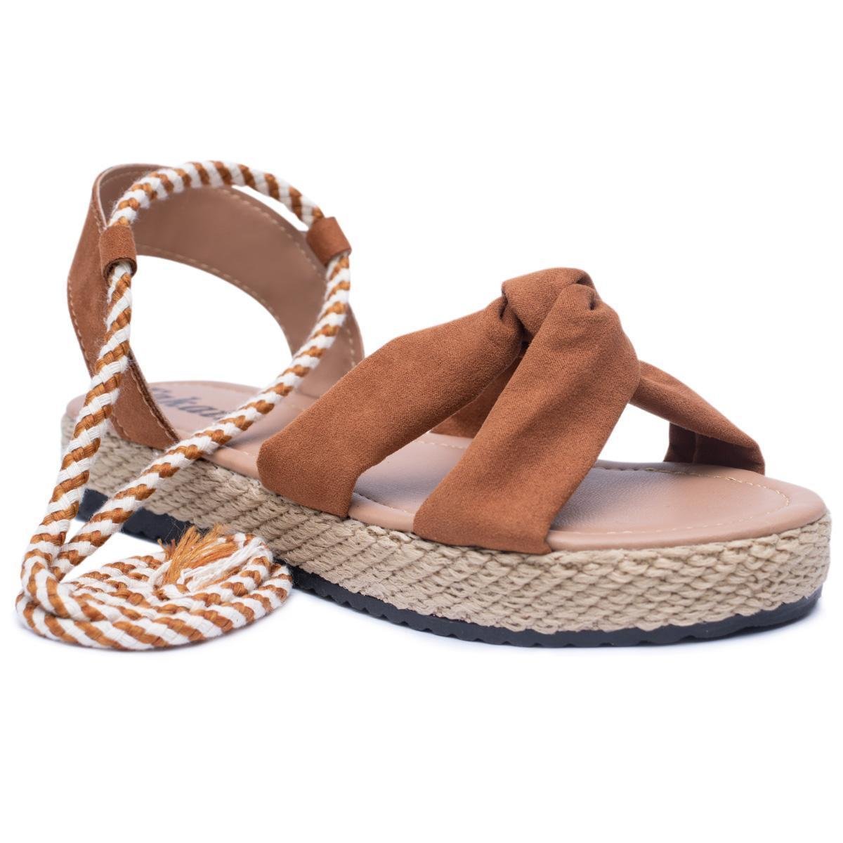 Calcados Plaraforma Corda Caramelo Feminina Duck Compre Online