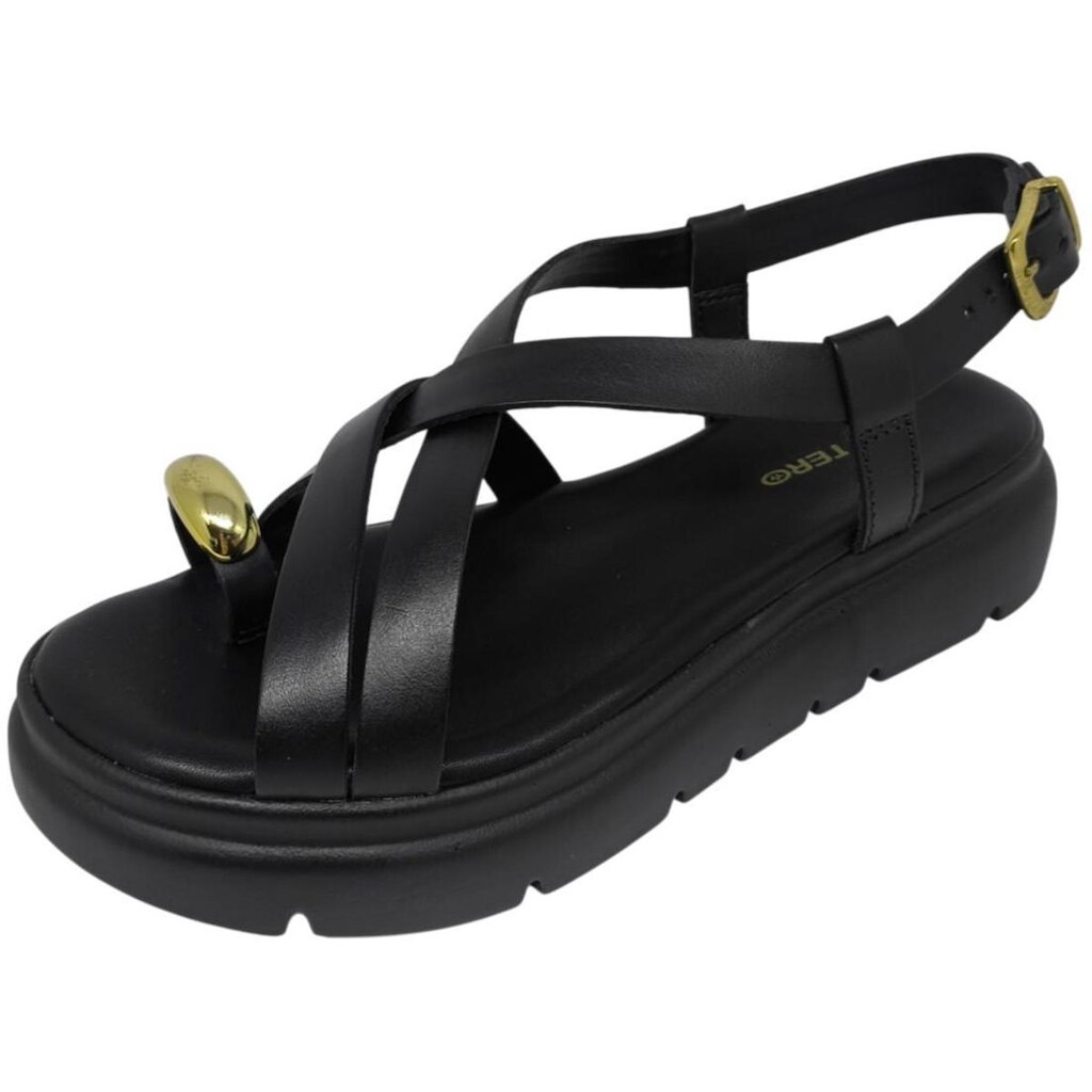 Sandalia Feminina Flatform Couro Rington Confortavel Bottero