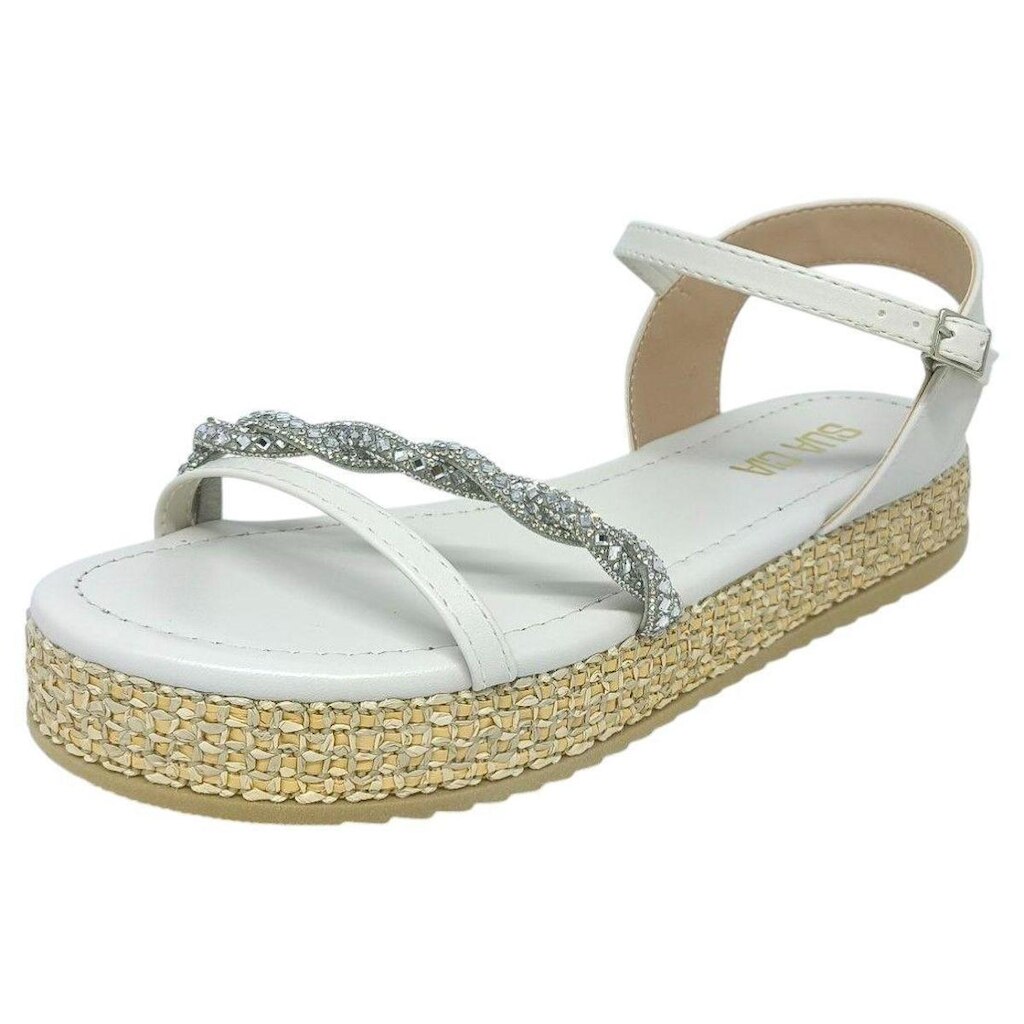 Sandalia Feminina Flatform Macio aplicaçôes strass Sua Cia