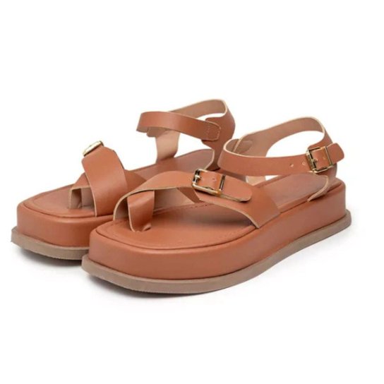 Sandália Feminina Flatform Papete Tiras Fivela Zattini