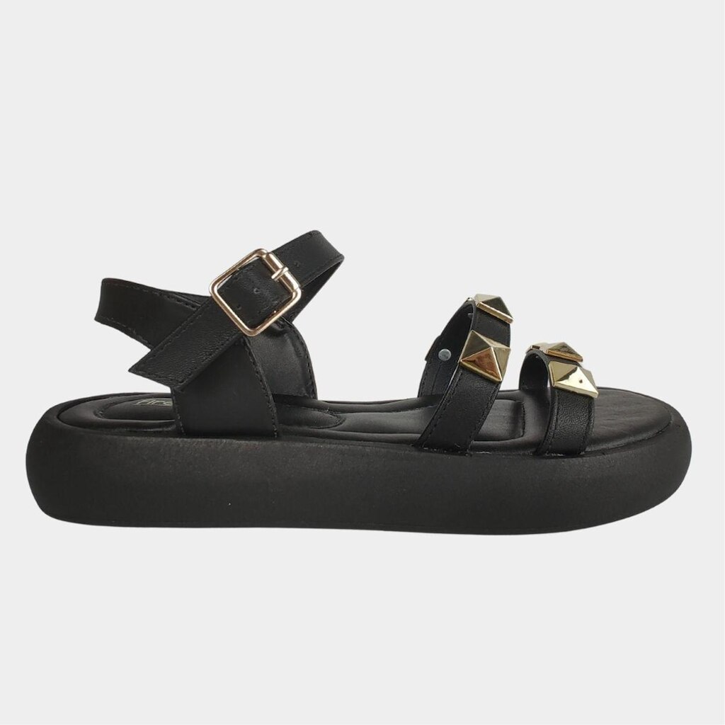 Sandália Feminina Gandía Flat Detalhes Metalizados Conforto