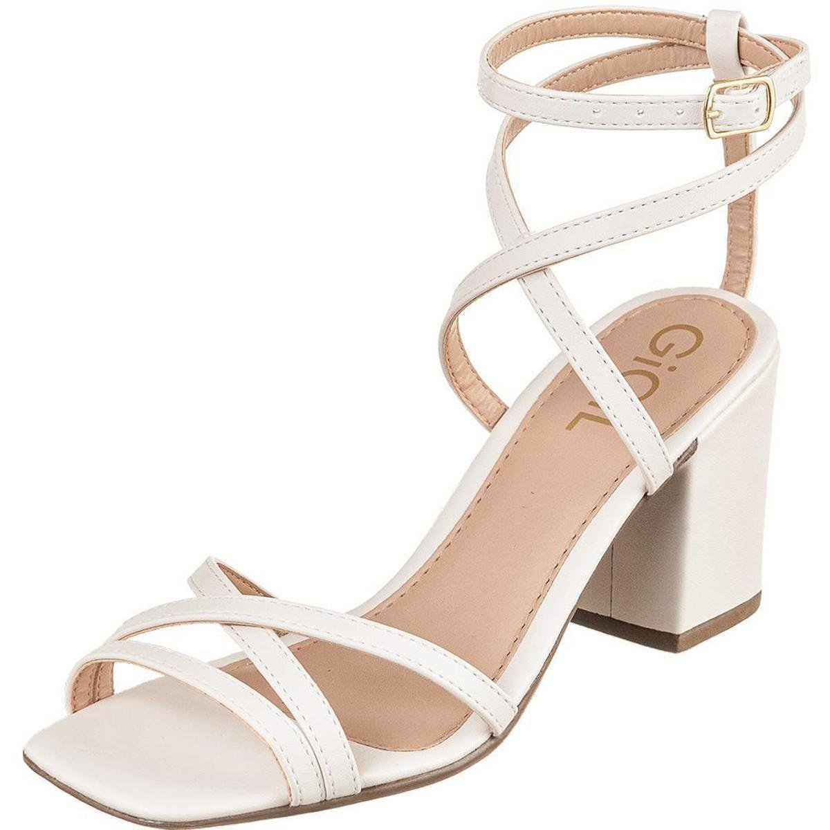 Sandália Feminina GiGiL Salto Grosso Tiras Colorida Moda Menor preço em Sandália Feminina GiGiL Salto Grosso Tiras Colorida Moda