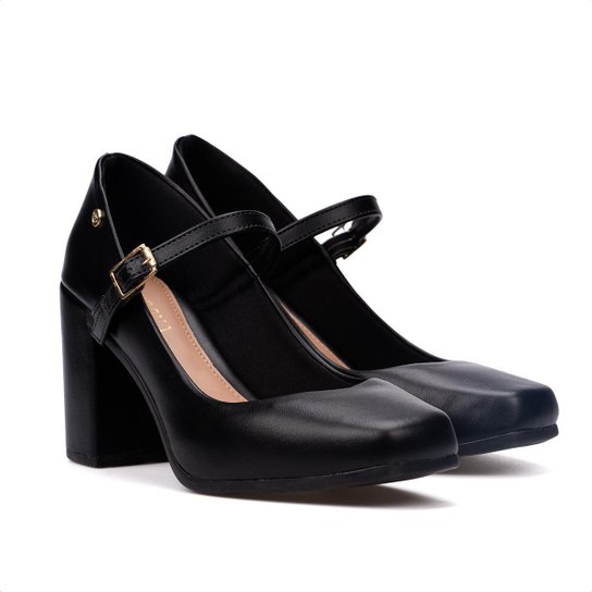 Sandália Feminina Mary Jane Elegante Tira Salto Grosso Moda