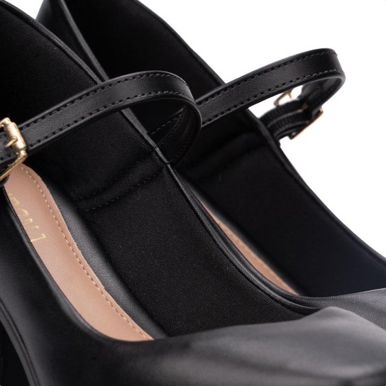 Sandália Feminina Mary Jane Elegante Tira Salto Grosso Moda