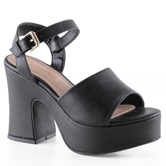 Sandalia Feminina Meia Pata Salto Alto e Grosso Confortável Via