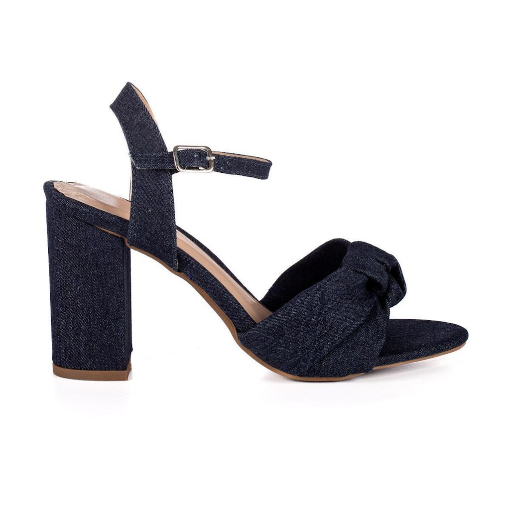 Sandália Feminina Moda Ingrid Clássica Com Salto Grosso 9cm