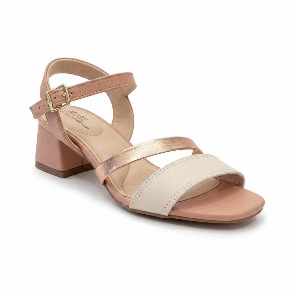 Sandália Feminina Modare Branco Off Dourado Salto Bloco - 34