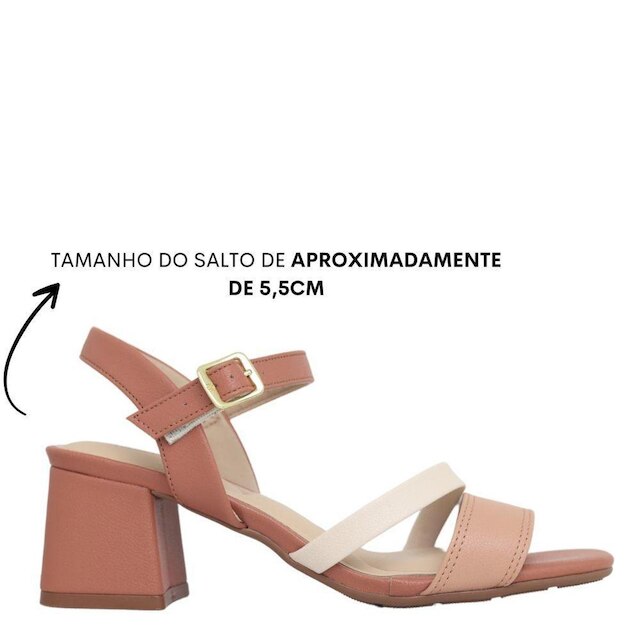 Sandália Feminina Modare Branco Off Dourado Salto Bloco - 34