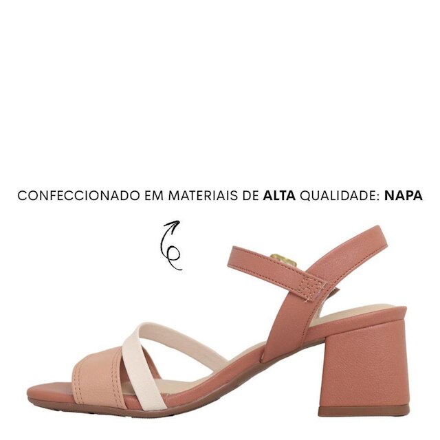 Sandália Feminina Modare Branco Off Dourado Salto Bloco - 34