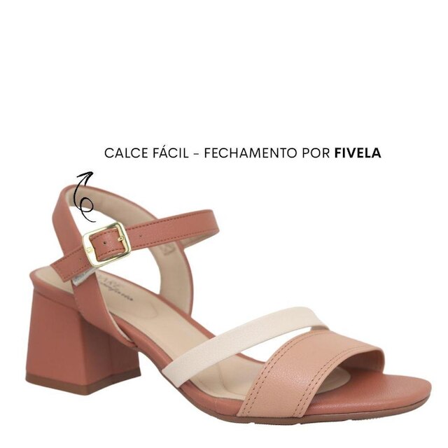 Sandália Feminina Modare Branco Off Dourado Salto Bloco - 34