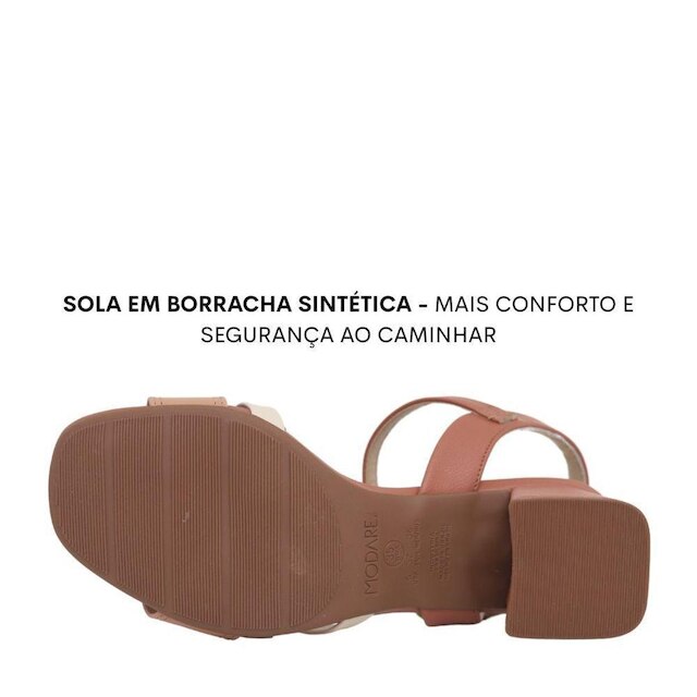 Sandália Feminina Modare Branco Off Dourado Salto Bloco - 34