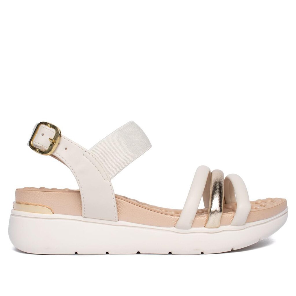 Sandália Feminina Modare Tira Metalizada Conforto Off White