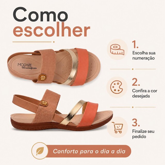 Sandália Feminina Modare Ultraconforto 7125.233 Elástico com Detalhe Dourado