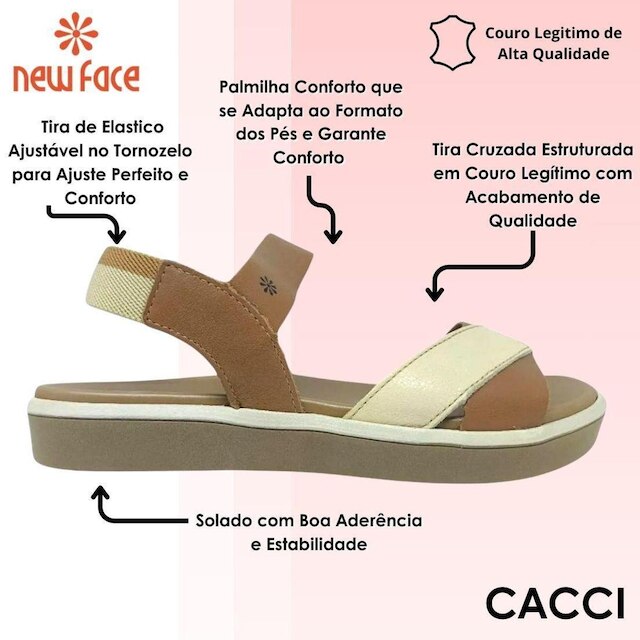 Sandália Feminina Moderna Flatform Conforto Couro New Face