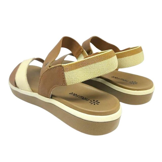 Sandália Feminina Moderna Flatform Conforto Couro New Face