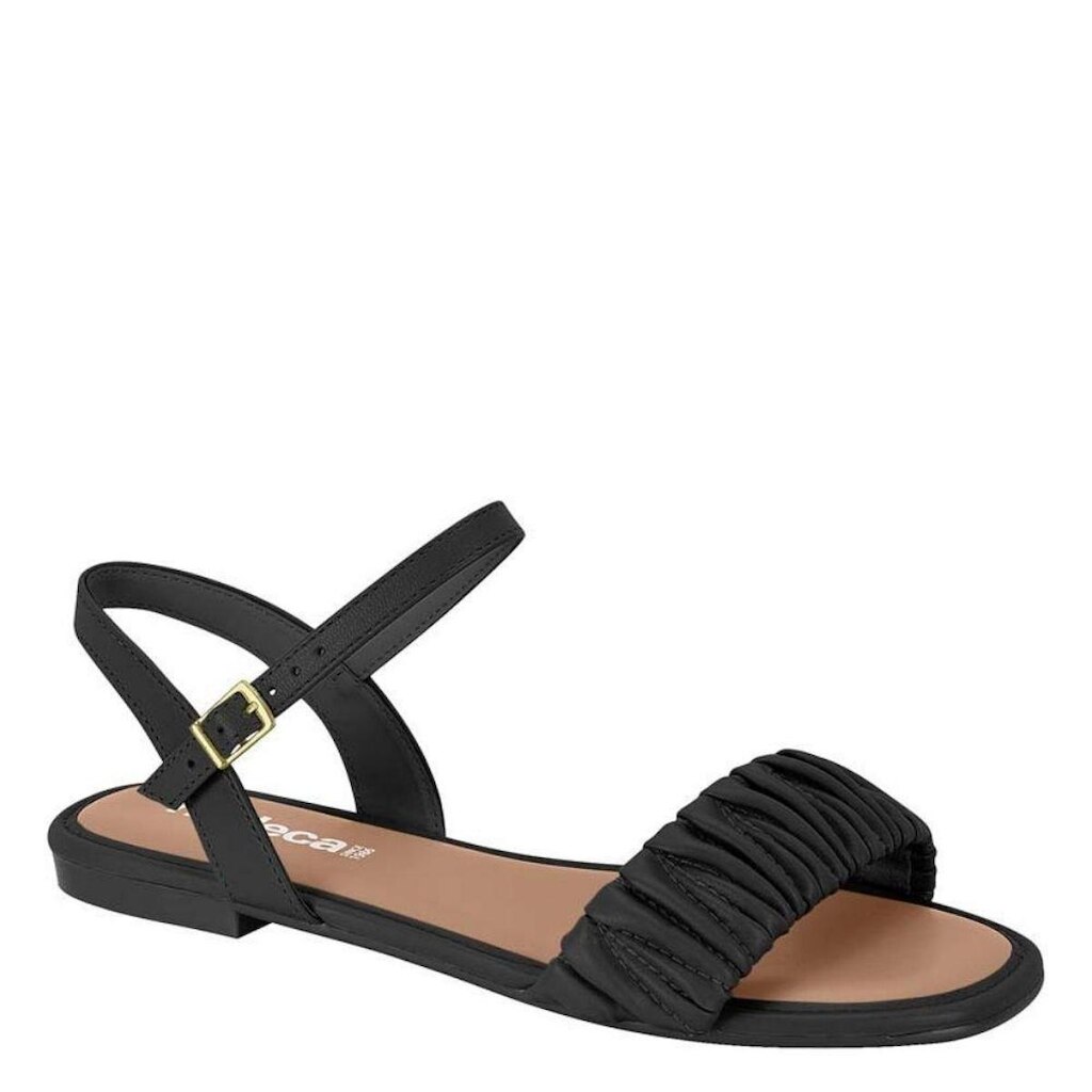 Sandalia Feminina Moleca Flat Brilhante Calce Facil 5435.544 - Papaia Napa - 39
