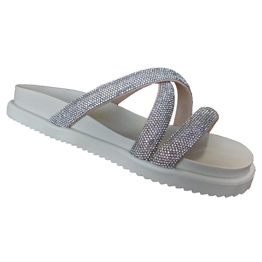 Sandália Feminina Papete Casual Sintético Tiras Cristal