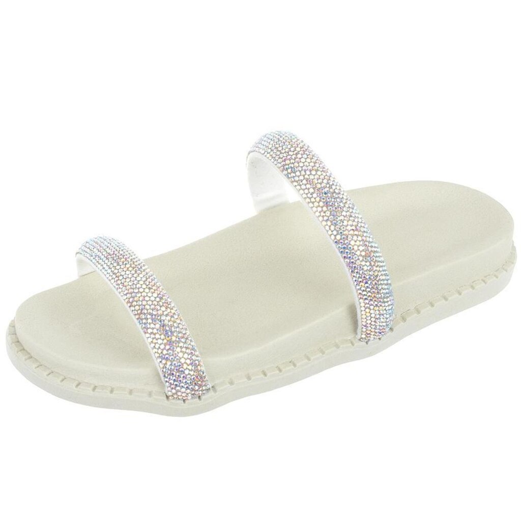 Sandália Feminina Papete Com Brilho Duas Tiras Moda Flat Lauraliza