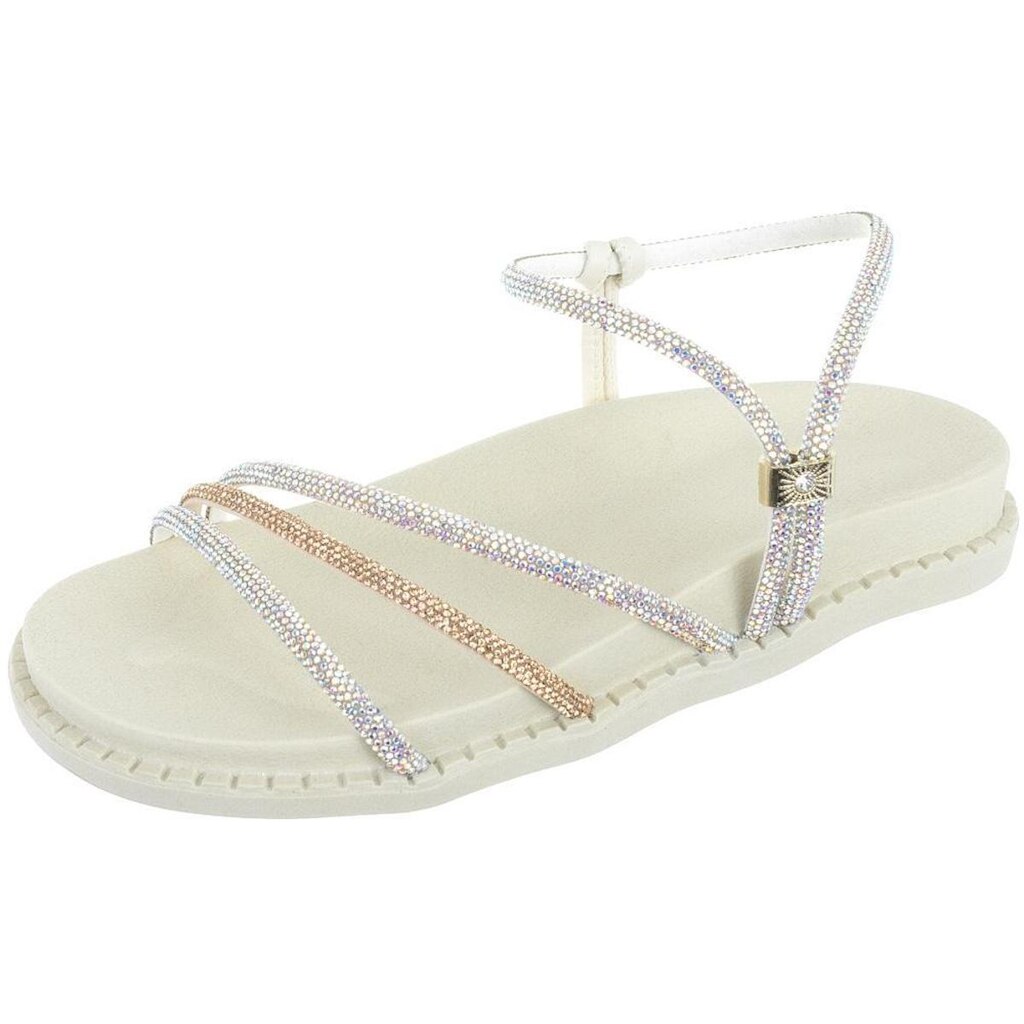Sandália Feminina Papete Com Brilho Moda Flat Lauraliza