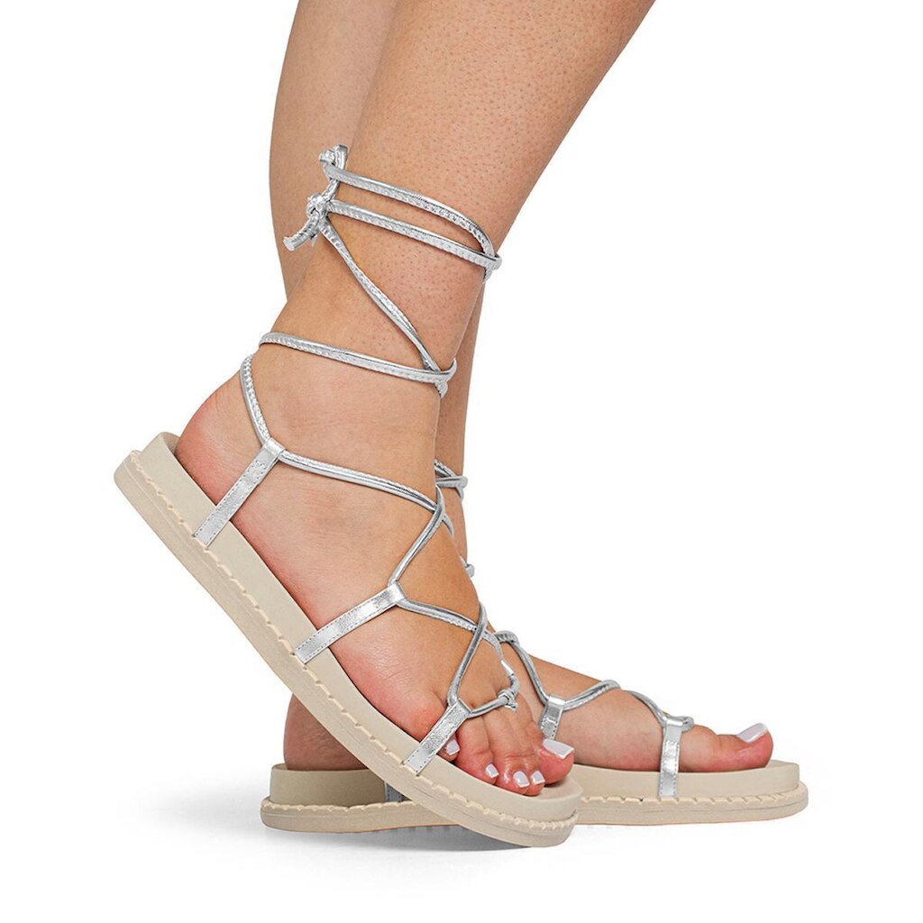 Sandália Feminina Papete Flatform Amarrar Perna Confortável Leve Macia Resistente
