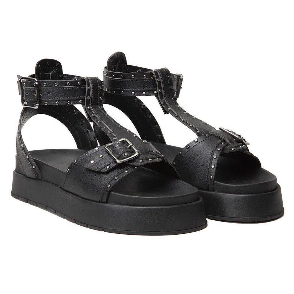 Sandália Feminina Papete Flatform Apliques Confortável