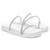 Sandália Feminina Papete Plataforma Slide Strass Tiras Brilhantes - Branco