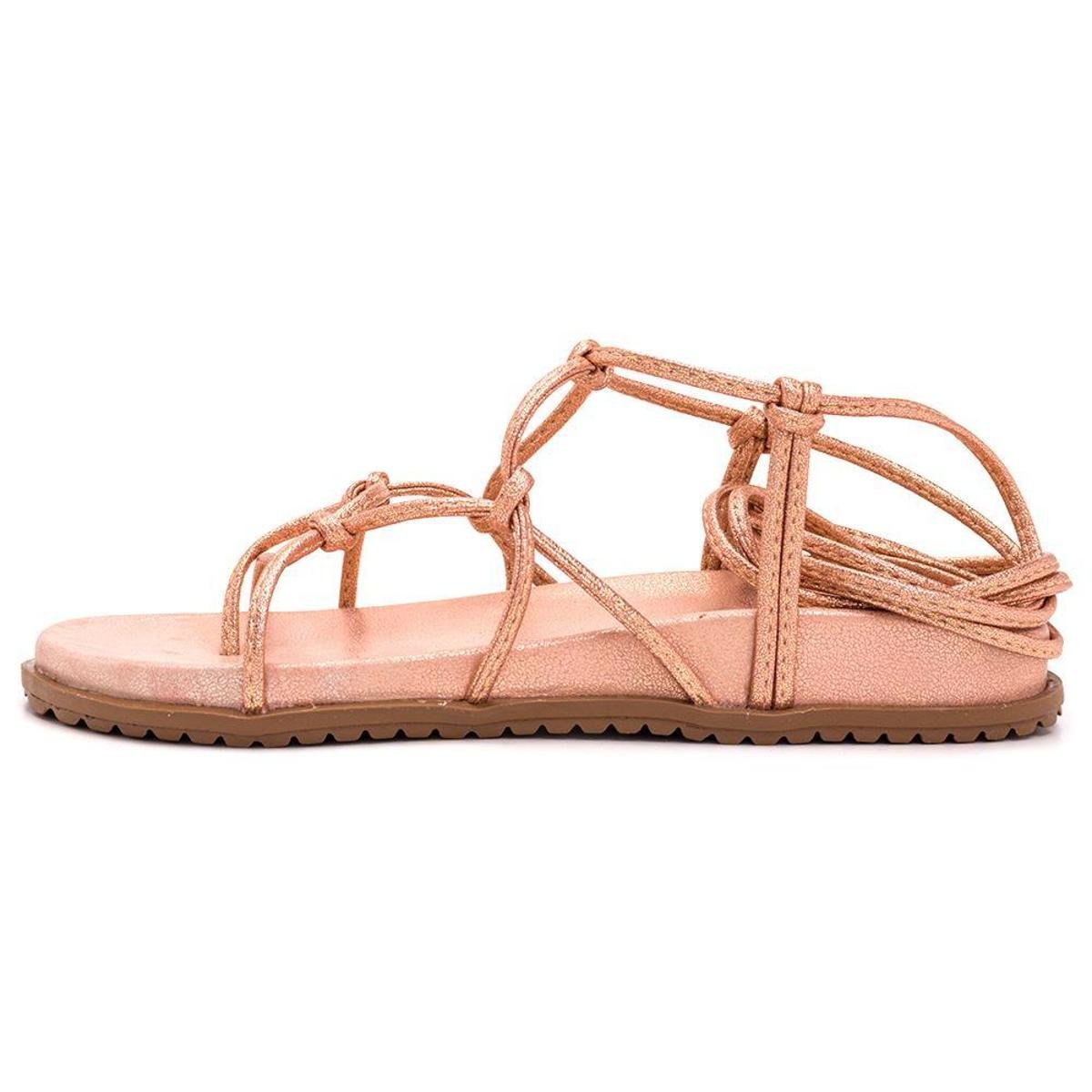 Sandalia Feminina Papete Verão com Amarração em Napa em Tom - Rose Gold |  Zattini