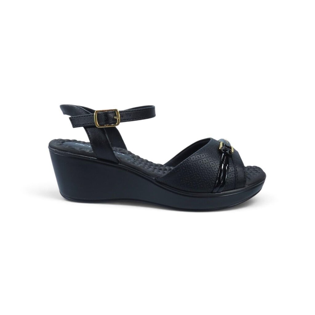 Sandália Feminina Piccadilly Anabela Salto Médio Cecília Wide Fit 540426