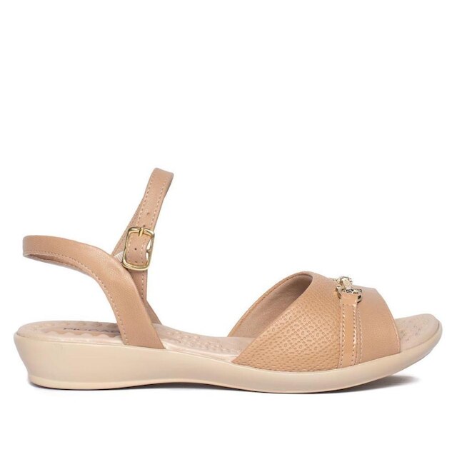 Sandália Feminina Piccadilly Rasteira Napa Wide Fit Nude
