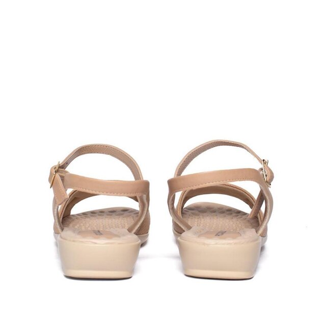 Sandália Feminina Piccadilly Rasteira Napa Wide Fit Nude