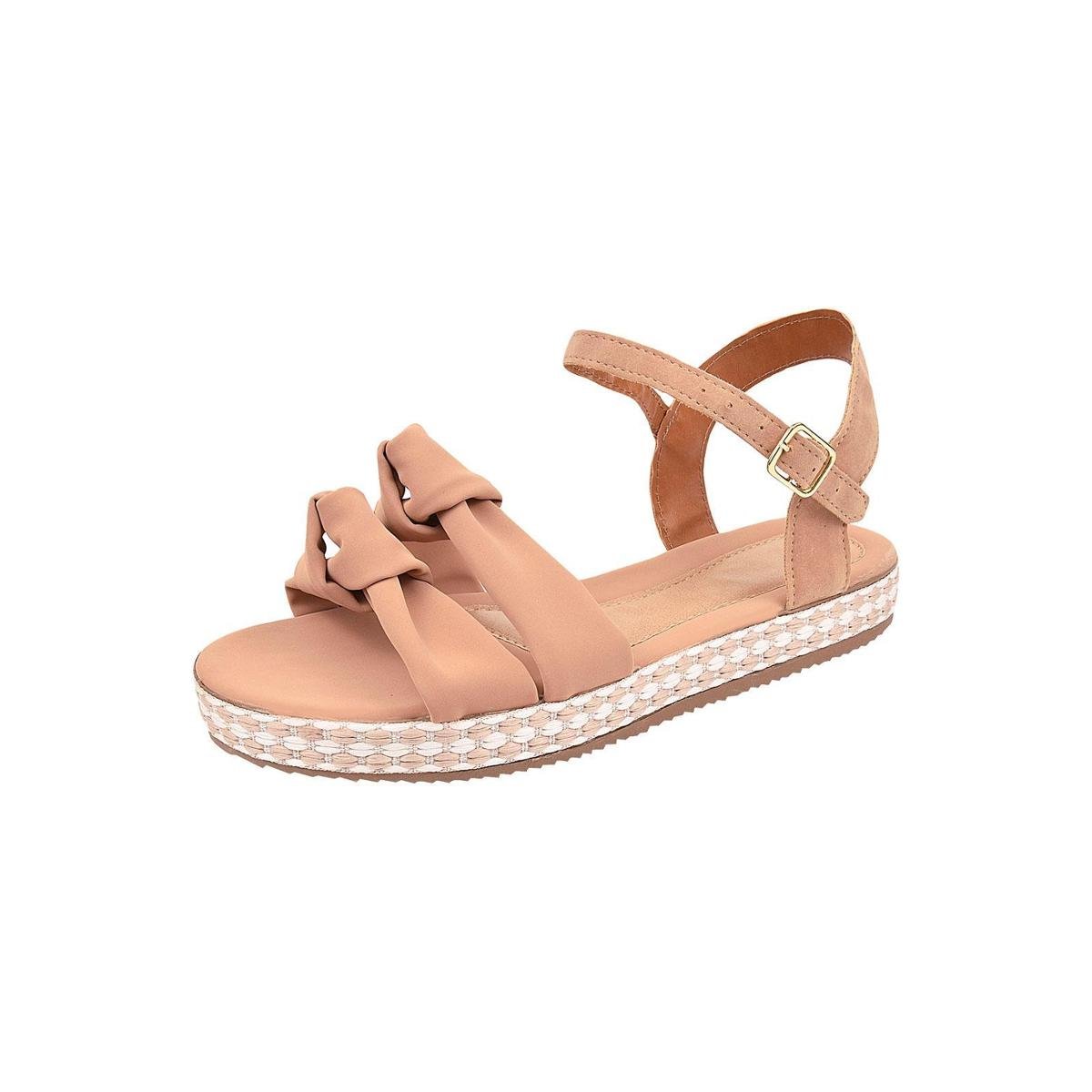 Sandália Feminina Plataforma Tati Ana Calçados Detalhe Nó Nobuck - Nude Menor preço em Sandália Feminina Plataforma Tati Ana Calçados Detalhe Nó Nobuck - Nude