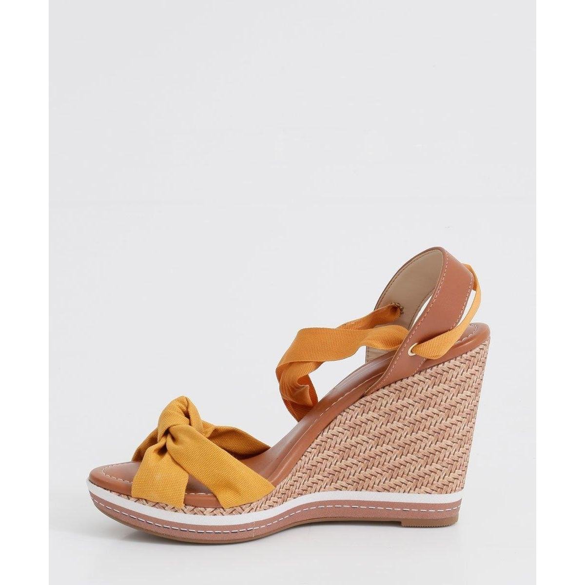 Sandália feminina plataforma tiras amarração moleca Clearance