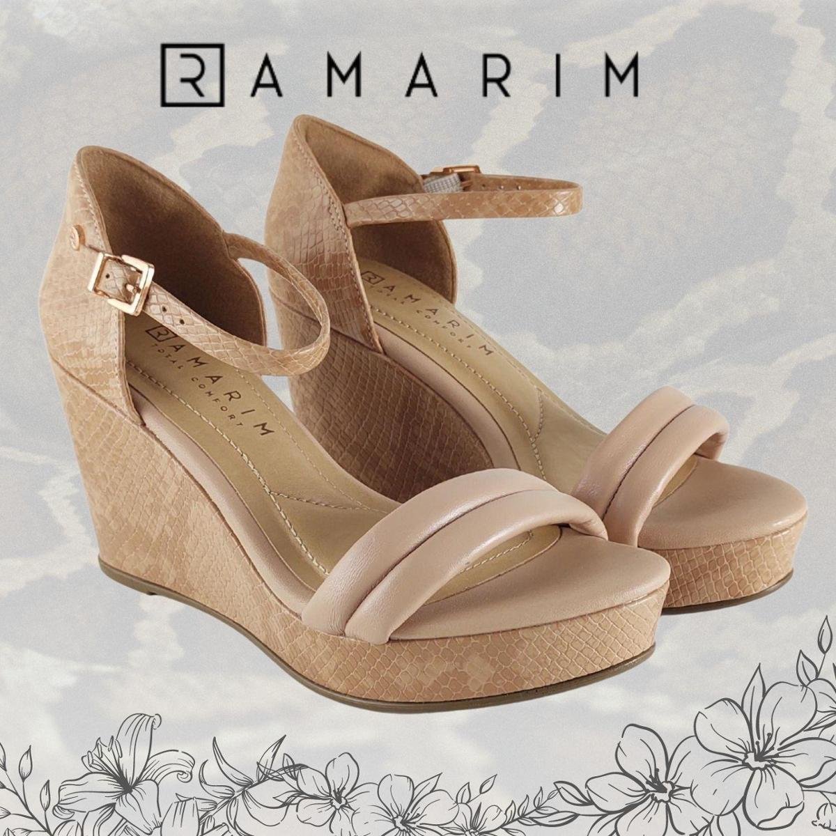 Sandália Feminina Ramarim Salto Alto Anabela Casual Confortável