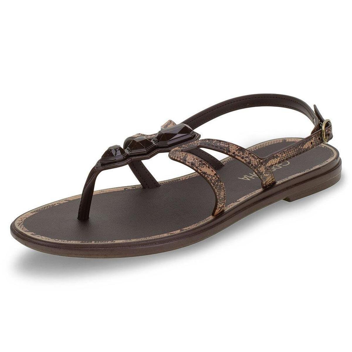 Sandália Feminina Rasteira Cacau Animal Grendha - 17909 - Café Menor preço em Sandália Feminina Rasteira Cacau Animal Grendha - 17909 - Café