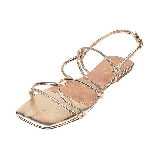 Sandália Feminina Rasteira Cindy Sapatteria 1192 - Dourado