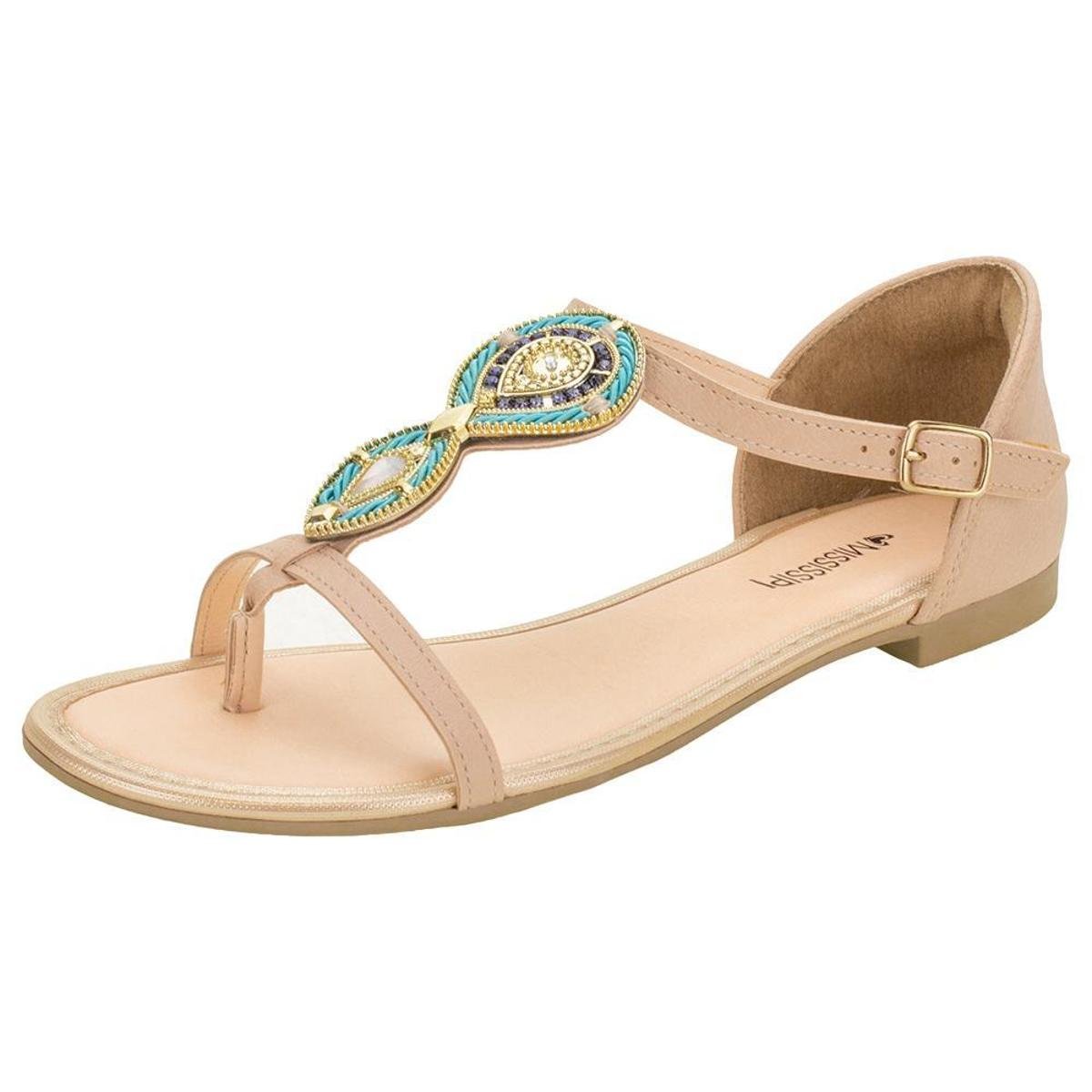 Sandália Feminina Rasteira Mississipi - Q0853 - Natural. | Zattini