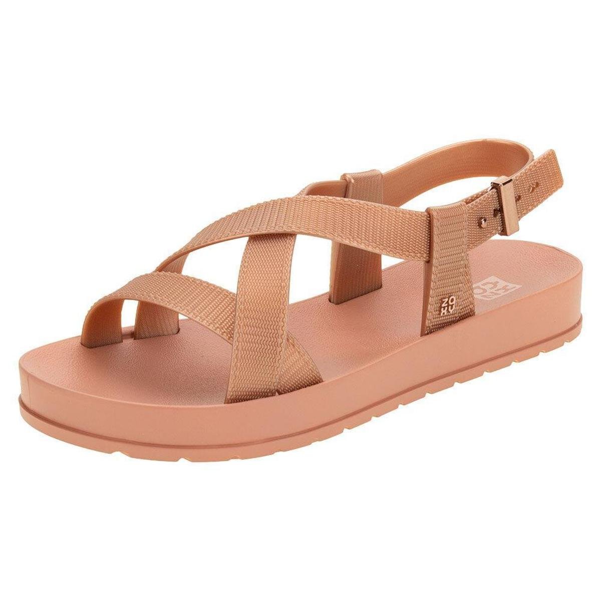 Sandália Feminina Rasteira Modern Zaxy - 18145 - Salmão Menor preço em Sandália Feminina Rasteira Modern Zaxy - 18145 - Salmão