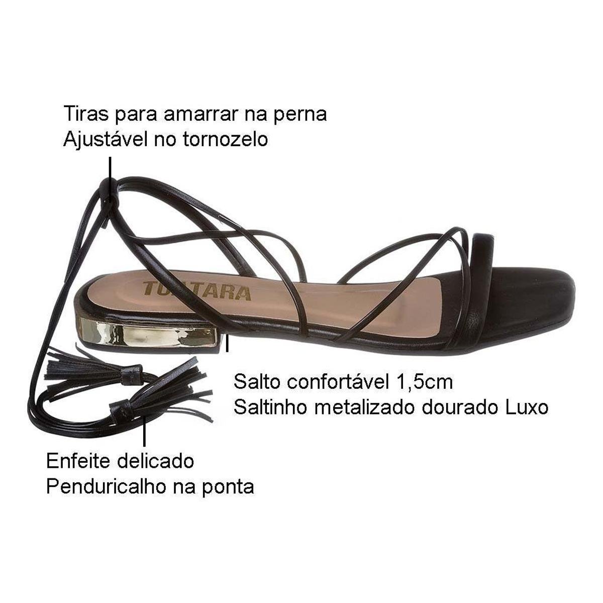 Salto Médio Sandalia Amarração Preta De Amarrar Sandalia Salto