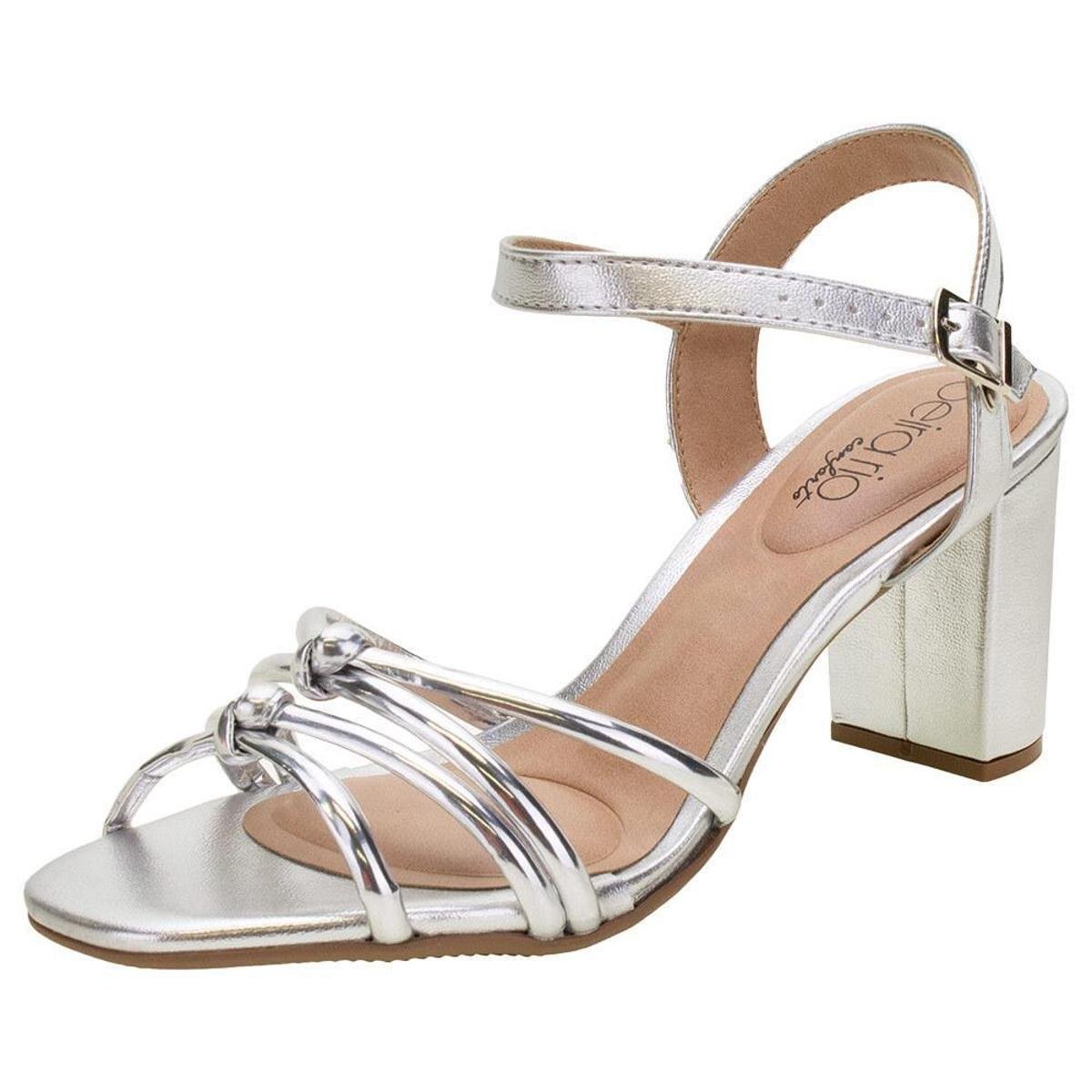 Sandália Feminina Salto Alto Beira Rio - 8413100 - Prata Menor preço em Sandália Feminina Salto Alto Beira Rio - 8413100 - Prata