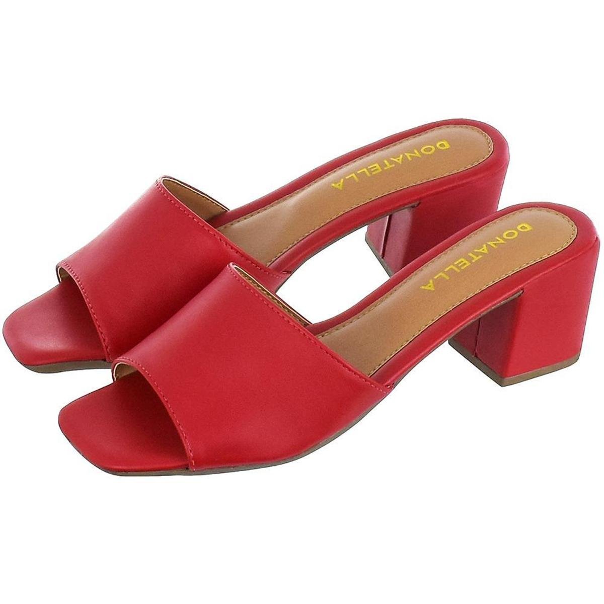Sandália Feminina Salto Alto Bloco Donatella Shoes Bico Quadrado Tamanco Liso Menor preço em Sandália Feminina Salto Alto Bloco Donatella Shoes Bico Quadrado Tamanco Liso