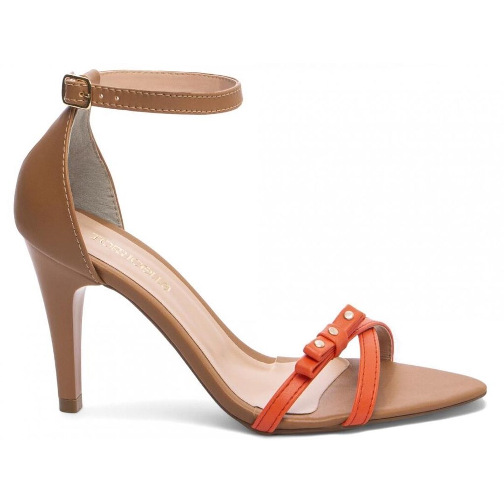Sandália Feminina Salto Alto Fino 9cm Bico Fino Conforto Estilo Laranja