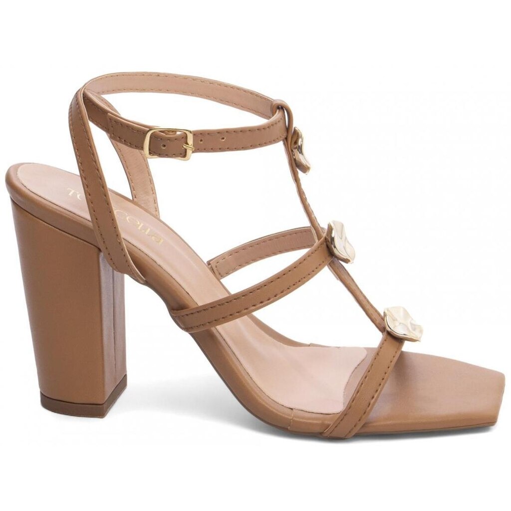 Sandália Feminina Salto Alto Grosso Bico Quadrado 9 cm