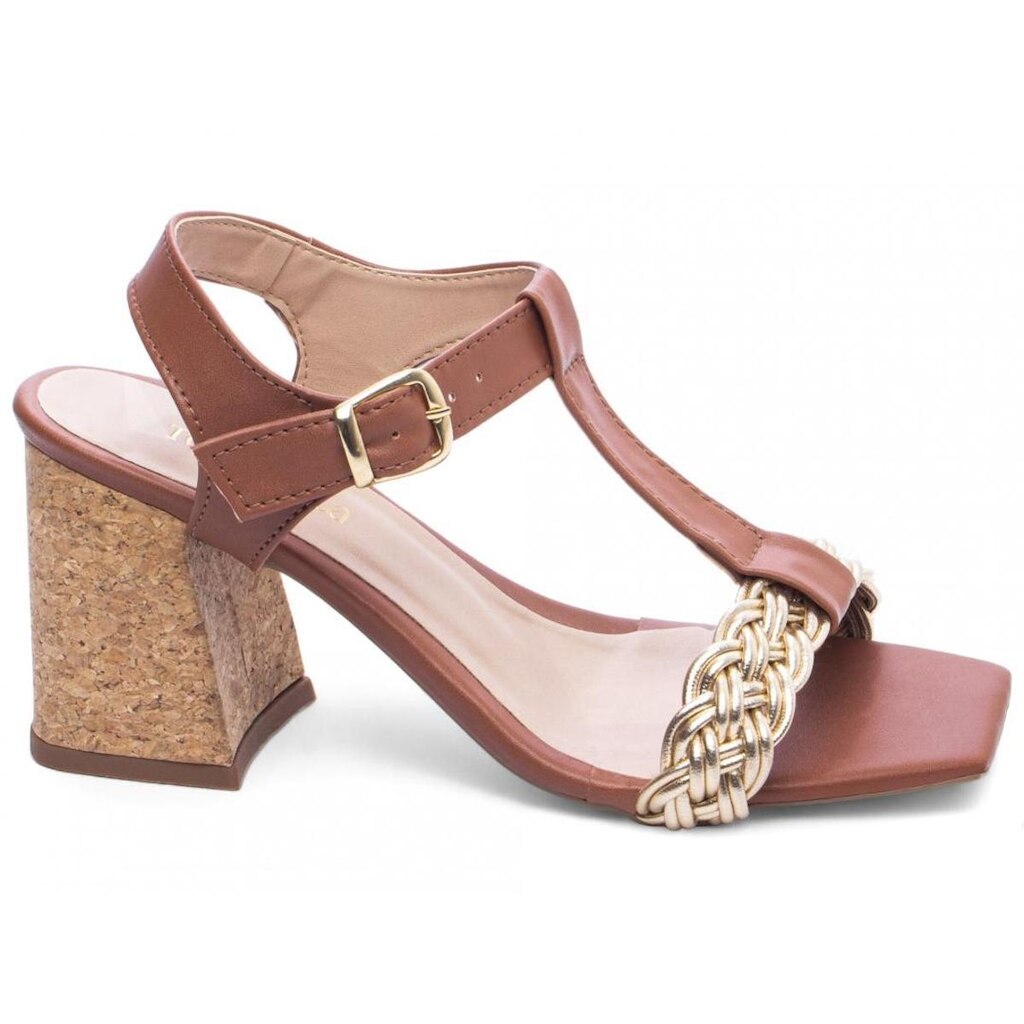 Sandália Feminina Salto Alto Grosso Bloco 7cm Feminina