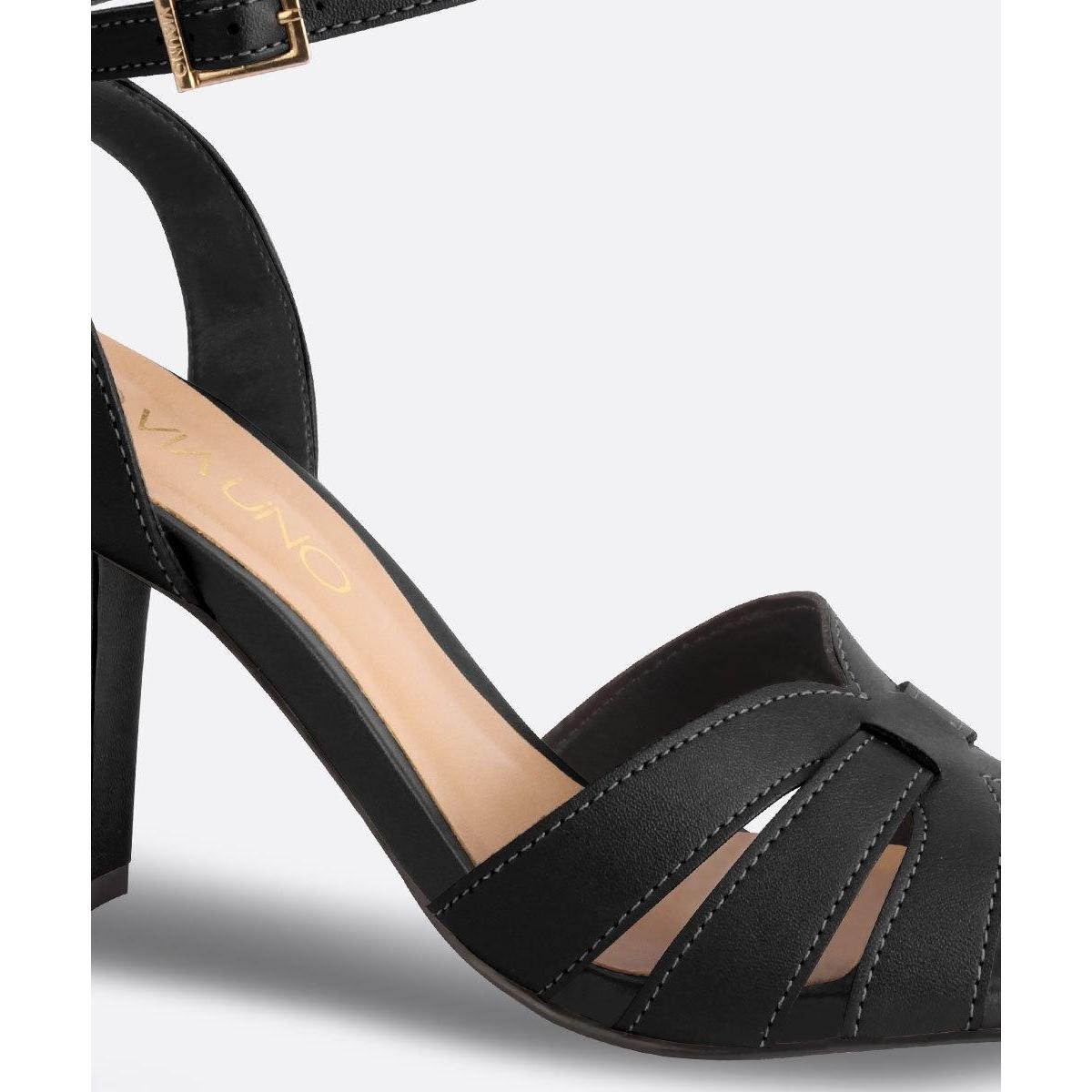 sandália feminina salto alto via uno