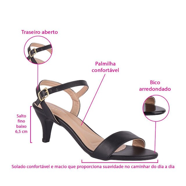 Sandália Feminina Salto Baixo Fino Médio Tiras Clássica A3.149