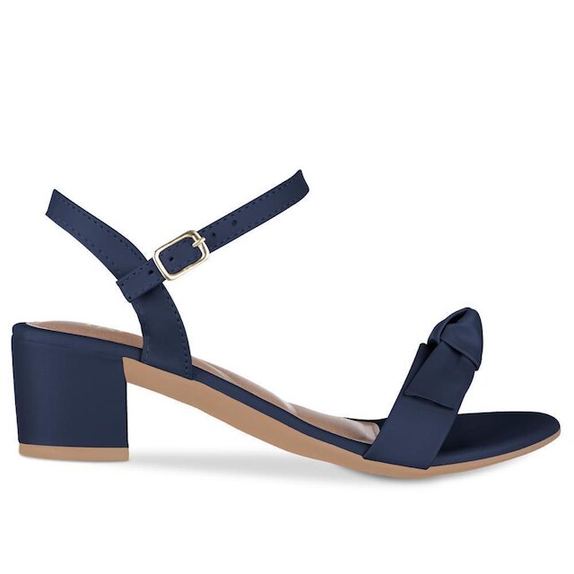 Sandalia Feminina Salto Baixo Grosso Bloco Casual Laço Nó Confortável Moda Fivela