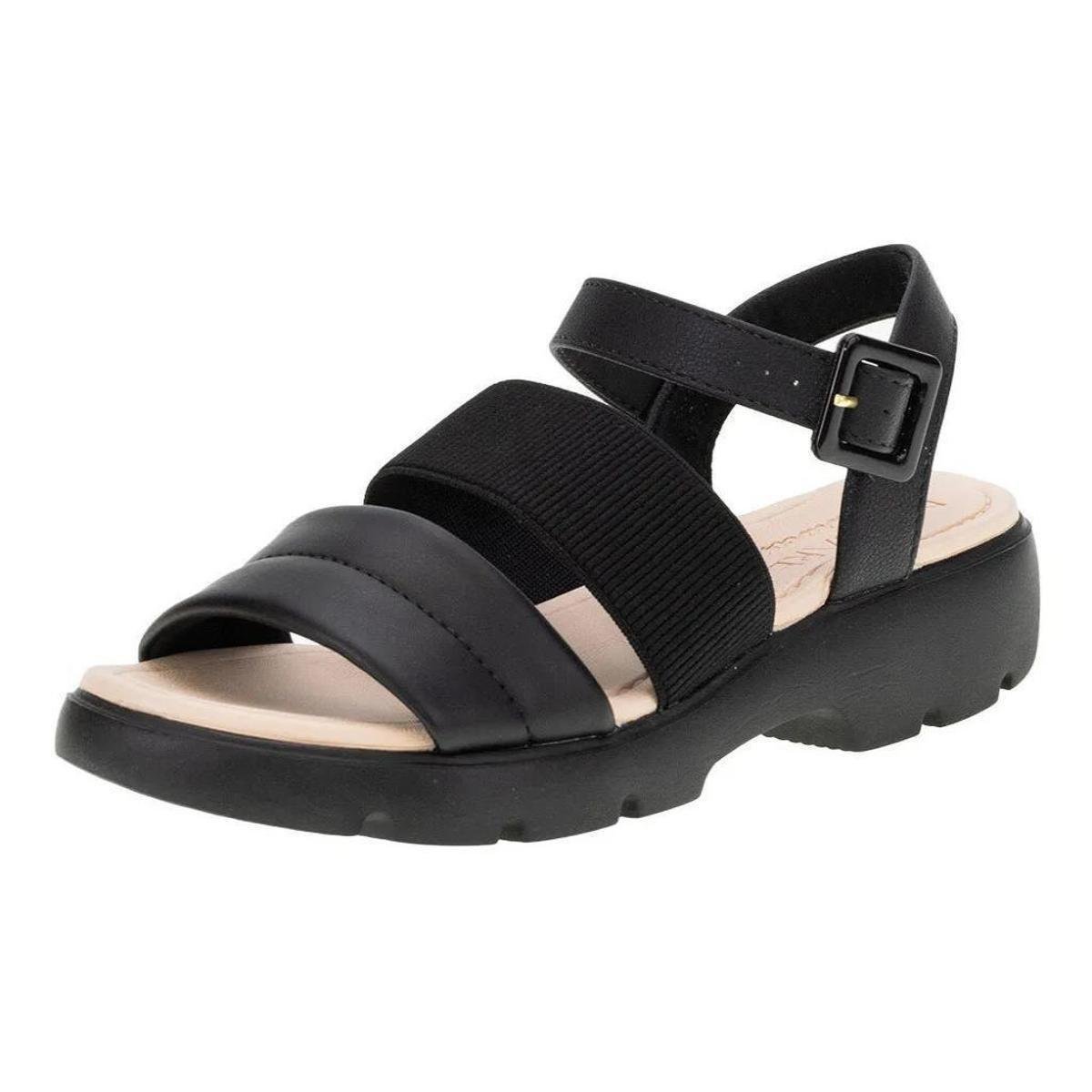 Sandália Feminina Salto Baixo Modare Elástico - 7170102 - Preto Menor preço em Sandália Feminina Salto Baixo Modare Elástico - 7170102 - Preto