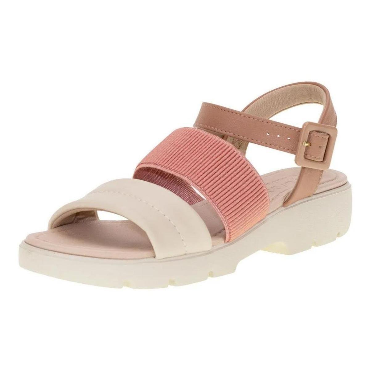Sandália Feminina Salto Baixo Modare Elástico - 7170102 - Creme Menor preço em Sandália Feminina Salto Baixo Modare Elástico - 7170102 - Creme