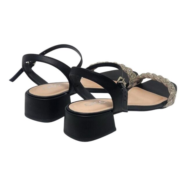 Sandália Feminina Salto Baixo Strass Brilhantes Cacci